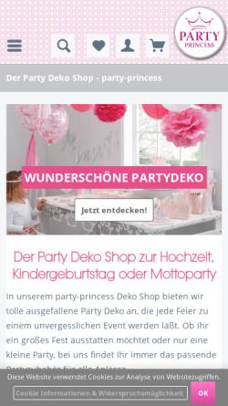 Vorschau der mobilen Webseite www.party-princess.de, party-princess Partydekoration