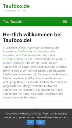 Vorschau der mobilen Webseite www.taufbox.de, Simone Rothdach taufbox.de
