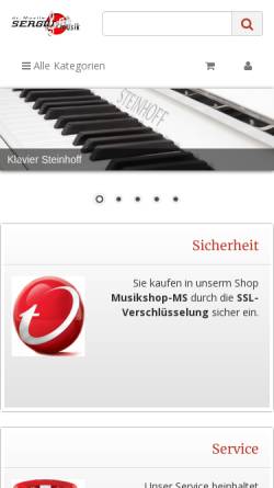 Vorschau der mobilen Webseite www.musikshop-ms.de, Musikshop M&S, Inhaber Sergiu Movile