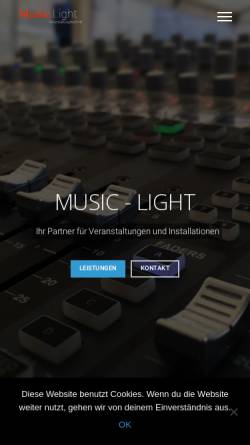 Vorschau der mobilen Webseite music-light.de, Music & Light, Inh. Ursula Ehrhardt