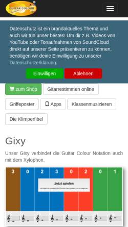Vorschau der mobilen Webseite www.bunte-noten.de, Lernsystem für Gitarre, Burkhard Mikolai