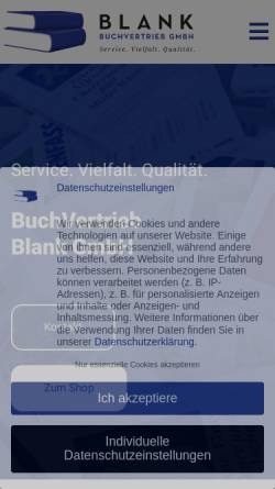 Vorschau der mobilen Webseite www.buchvertrieb-blank.de, BuchVertrieb Blank GmbH