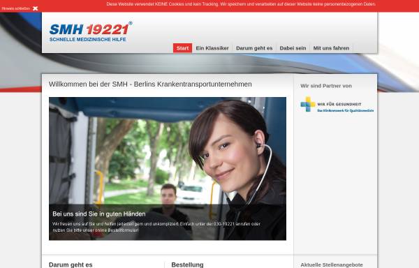 Vorschau von www.smh-berlin.de, Schnelle Medizinische Hilfe GmbH