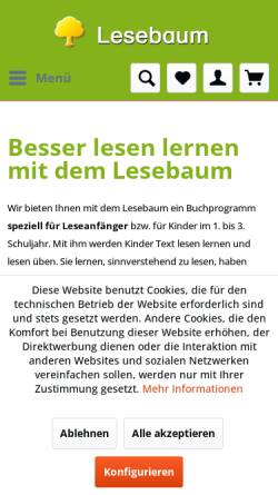 Vorschau der mobilen Webseite www.lesebaum.de, Lesebaum-Verlag