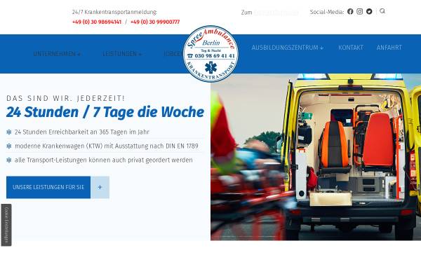 Vorschau von www.spree-ambulance.de, Spree Ambulance Schilbach und Schulz GbR