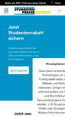 Vorschau der mobilen Webseite www.studenten-presse.com, Academia-Press/Studenten-Presse GmbH