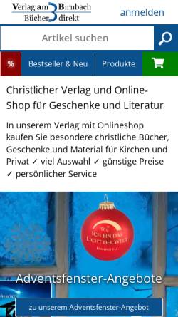 Vorschau der mobilen Webseite www.verlagambirnbach.de, Verlag am Birnbach Bücher Direkt GmbH