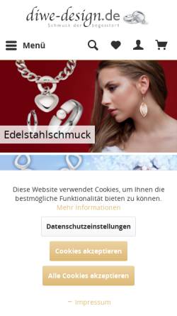 Vorschau der mobilen Webseite www.diwe-design.de, DiWe-Design, Dirk Wershofen