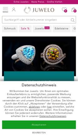 Vorschau der mobilen Webseite www.juwelo.de, Juwelo - Online-Juwelier
