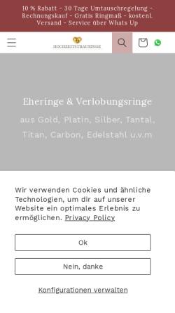 Vorschau der mobilen Webseite www.hochzeitstrauringe.de, Hochzeitstrauringe.de, Joachim Winkler