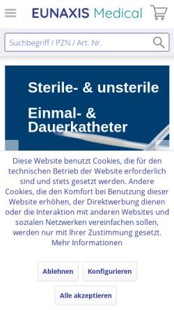 Vorschau der mobilen Webseite www.eunaxis-medical.de, Eunaxis Medical GmbH