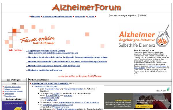 Vorschau von www.alzheimerforum.de, AlzheimerForum
