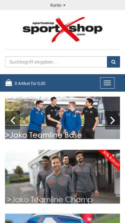 Vorschau der mobilen Webseite www.sportxshop.de, SportXshop GmbH