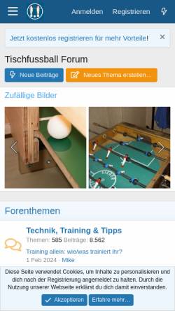 Vorschau der mobilen Webseite www.shop.tischfussball-online.com, Classen Spielgeräte GmbH & Co. KG