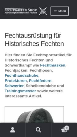 Vorschau der mobilen Webseite fechtwaffen.ch, FW Handels GmbH