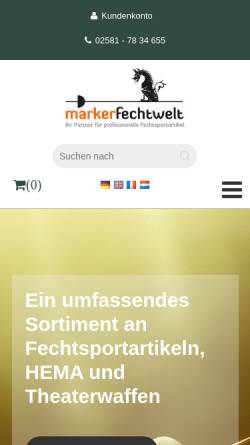 Vorschau der mobilen Webseite www.fechtwelt.de, Marker Fechtwelt