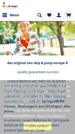 Vorschau der mobilen Webseite www.springseile.de, Skip & Rope Europe GmbH