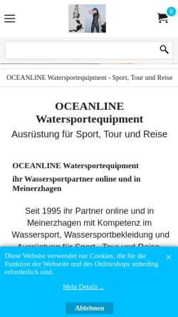 Vorschau der mobilen Webseite www.oceanline.biz, Oceanline Watersportequipment, Uwe Hausmann