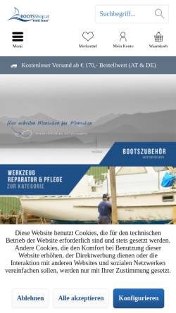 Vorschau der mobilen Webseite www.bootsshop.at, Pepis bootsshop.at GmbH
