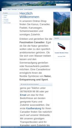 Vorschau der mobilen Webseite www.canadier-shop.de, canadier-shop.de, Bettina Pflügler