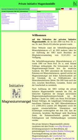 Vorschau der mobilen Webseite www.magnesiumhilfe.de, Selbsthilfeorganisation Mineralimbalancen e.V.