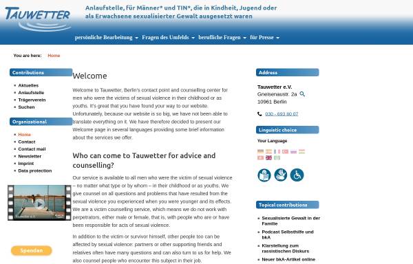 Vorschau von www.als-junge-sexuell-missbraucht.de, Tauwetter e.V.