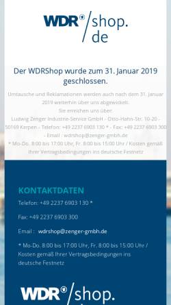 Vorschau der mobilen Webseite www.wdrshop.de, WDR Shop
