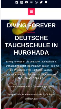 Vorschau der mobilen Webseite www.divingforever.com, Diving Forever