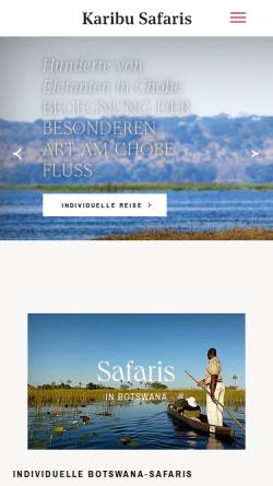 Vorschau der mobilen Webseite www.karibu-botswana-safaris.de, Karibu Safaris
