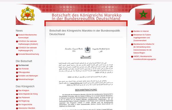 Vorschau von www.botschaft-marokko.de, Botschaft des Königreichs Marokko in der Bundesrepublik Deutschland