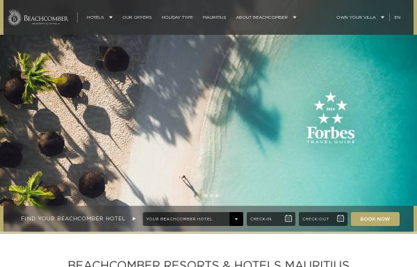 Vorschau von www.beachcomber-hotels.com, Beachcomber Hotels Mauritius