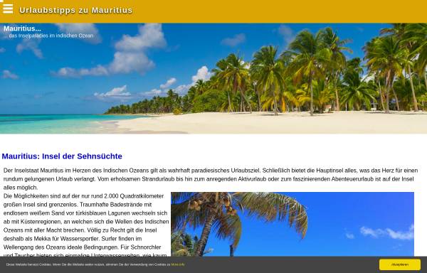 Vorschau von www.mauritius-inselparadies.de, Das Inselparadies im Indischen Ozean