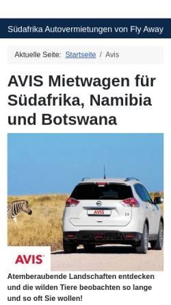 Vorschau der mobilen Webseite www.suedafrika-autovermietungen.de, Fly Away Reiseerlebnisse GmbH