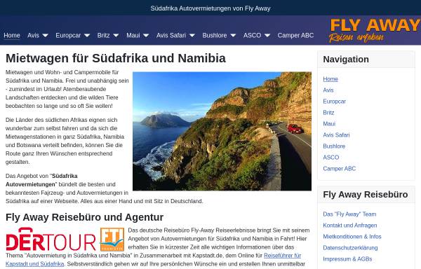 Vorschau von www.suedafrika-autovermietungen.de, Fly Away Reiseerlebnisse GmbH