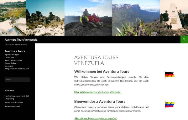 Vorschau von www.aventuravenezuela.com, Aventura Tours Venezuela