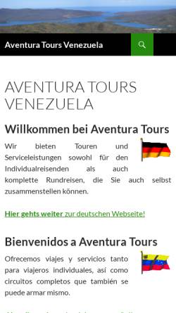 Vorschau der mobilen Webseite www.aventuravenezuela.com, Aventura Tours Venezuela