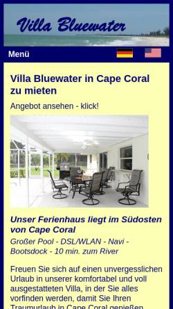 Vorschau der mobilen Webseite www.villa-bluewater.de, Villa Bluewater