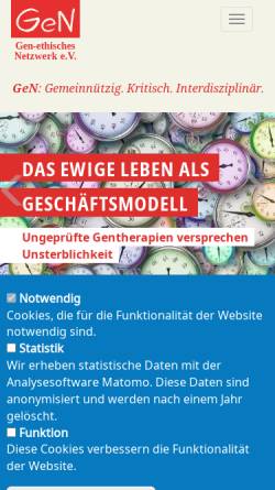 Vorschau der mobilen Webseite www.gen-ethisches-netzwerk.de, Gen-ethischer Informationsdienst (GEN)