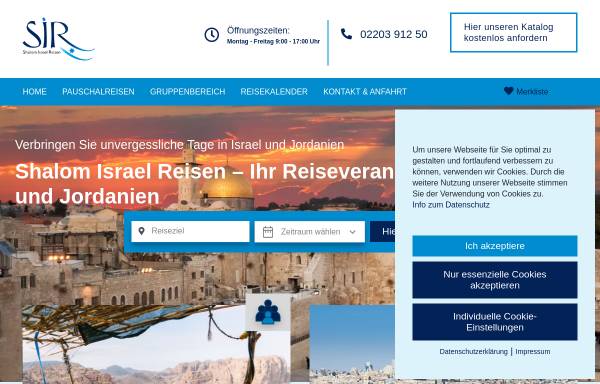 Vorschau von www.shalom-israel-reisen.de, SIR - Shalom Israel Reisen