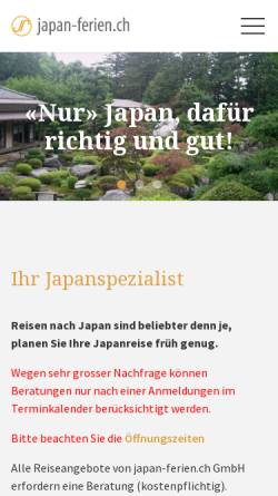 Vorschau der mobilen Webseite www.japan-ferien.ch, Japan-ferien.ch GmbH