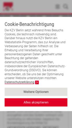 Vorschau der mobilen Webseite www.kzv-berlin.de, Kassenzahnärztliche Vereinigung Berlin (KZV)