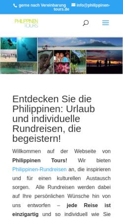 Vorschau der mobilen Webseite www.philippinen-tours.de, Philippinen Tours