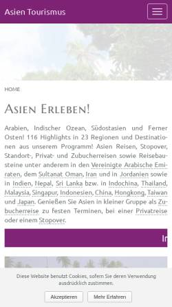 Vorschau der mobilen Webseite www.asien-tourismus.de, Asien-Tourismus