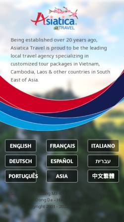 Vorschau der mobilen Webseite www.asiatica.com, Asiatica Travel