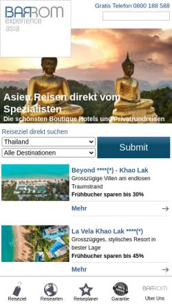 Vorschau der mobilen Webseite barrom.reisen, Barrom Reisen
