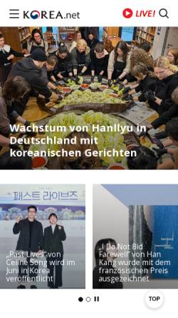 Vorschau der mobilen Webseite german.korea.net, Korea.net