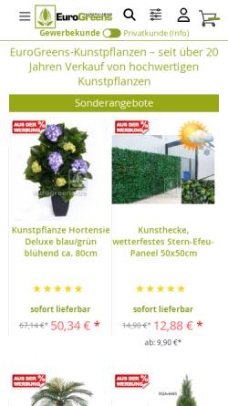 Vorschau der mobilen Webseite www.eurogreens.de, EuroGreens GmbH
