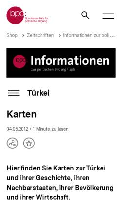 Vorschau der mobilen Webseite www.bpb.de, Bundeszentrale für politische Bildung