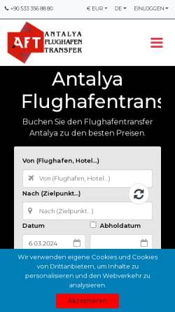 Vorschau der mobilen Webseite antalyaflughafentransfer.com, Antalya Flughafen Transfer