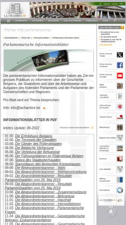 Vorschau der mobilen Webseite www.lachambre.be, Parlamentarische Informationsblätter